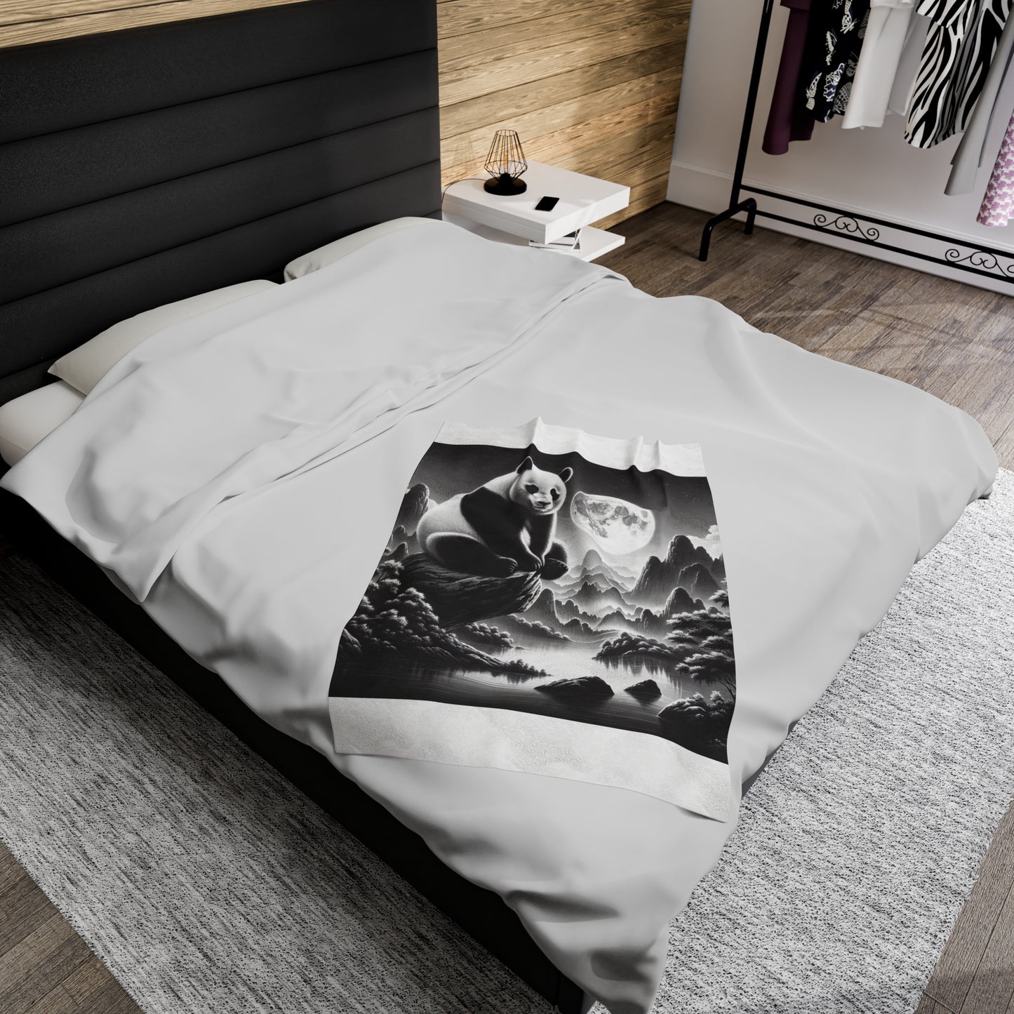 "Moonlit Majesty: Panda's Grace" -Blanket