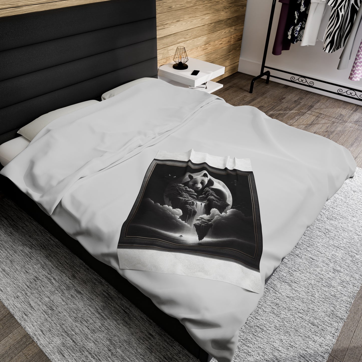 "Tranquil Moon: Majestic Panda" -Blanket