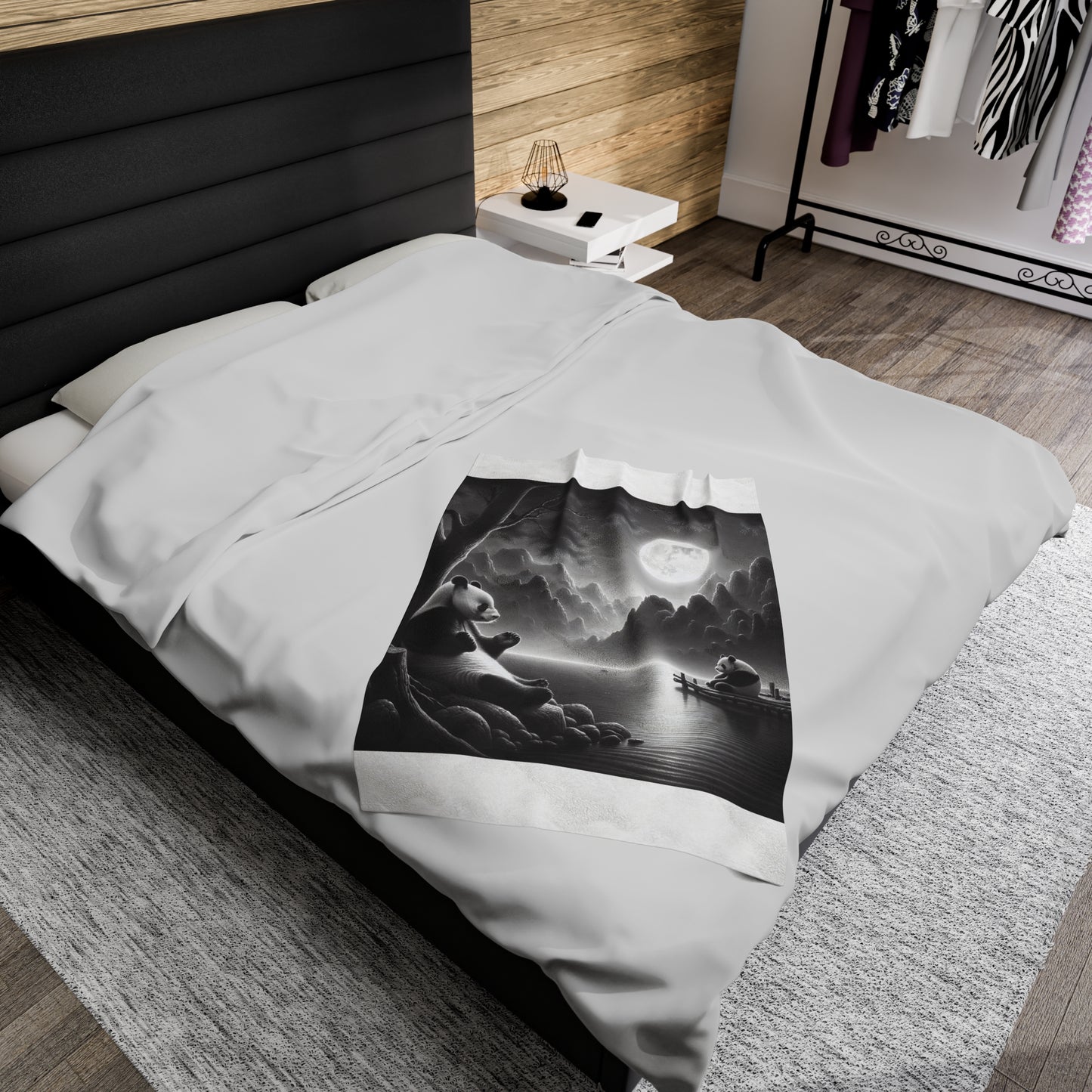 "Moonlit Panda Majesty" -Blanket