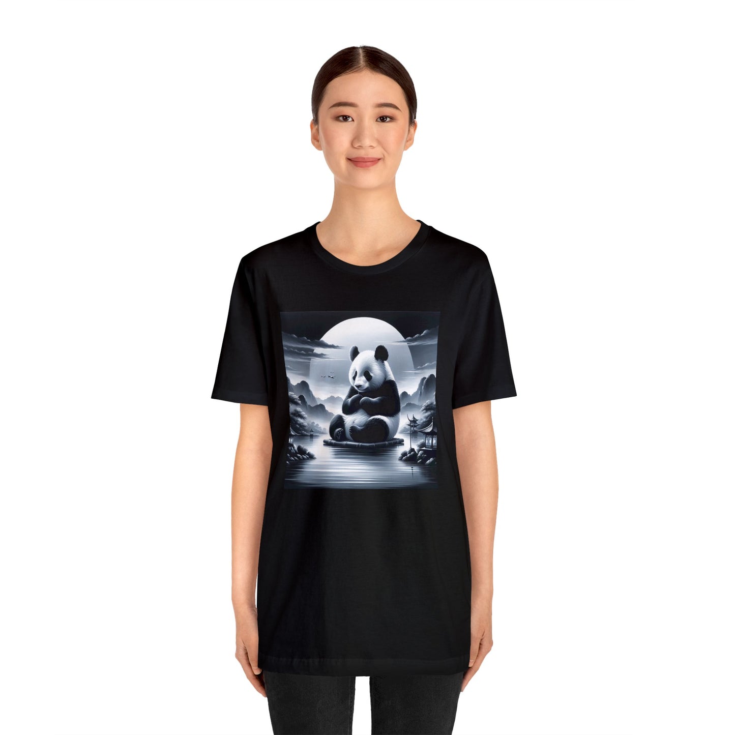 "Moonlit Panda Serenity"- Tshirt