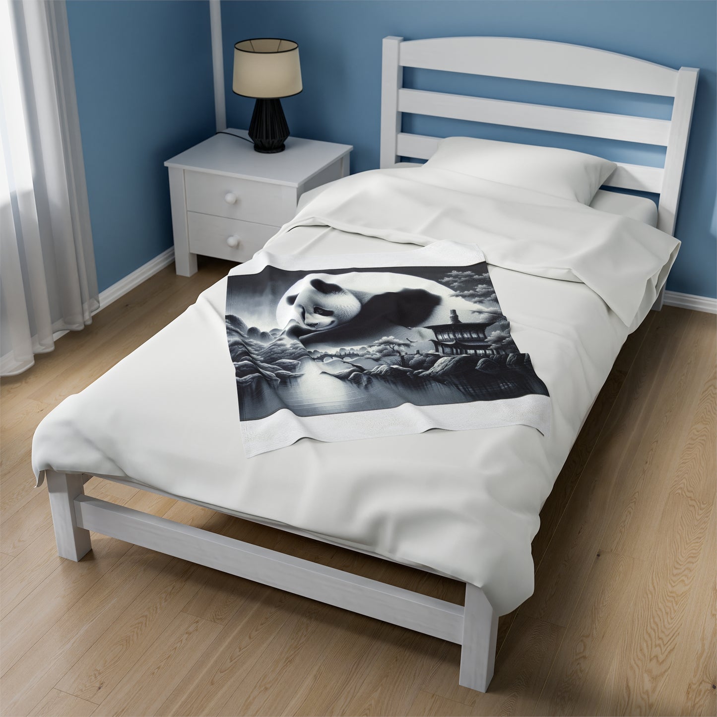 "Serene Moonlit Masterpiece: China's Panda" -Blanket