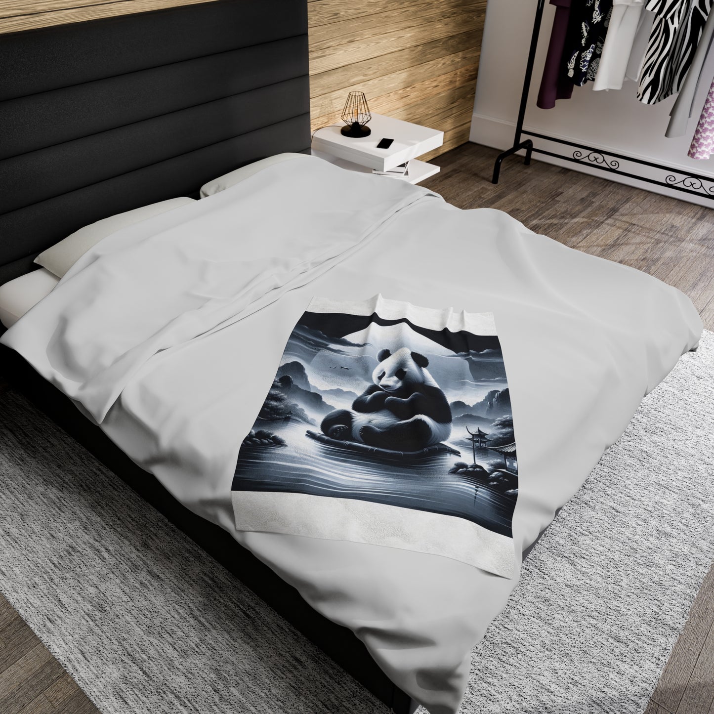 "Moonlit Panda Serenity" -Blanket