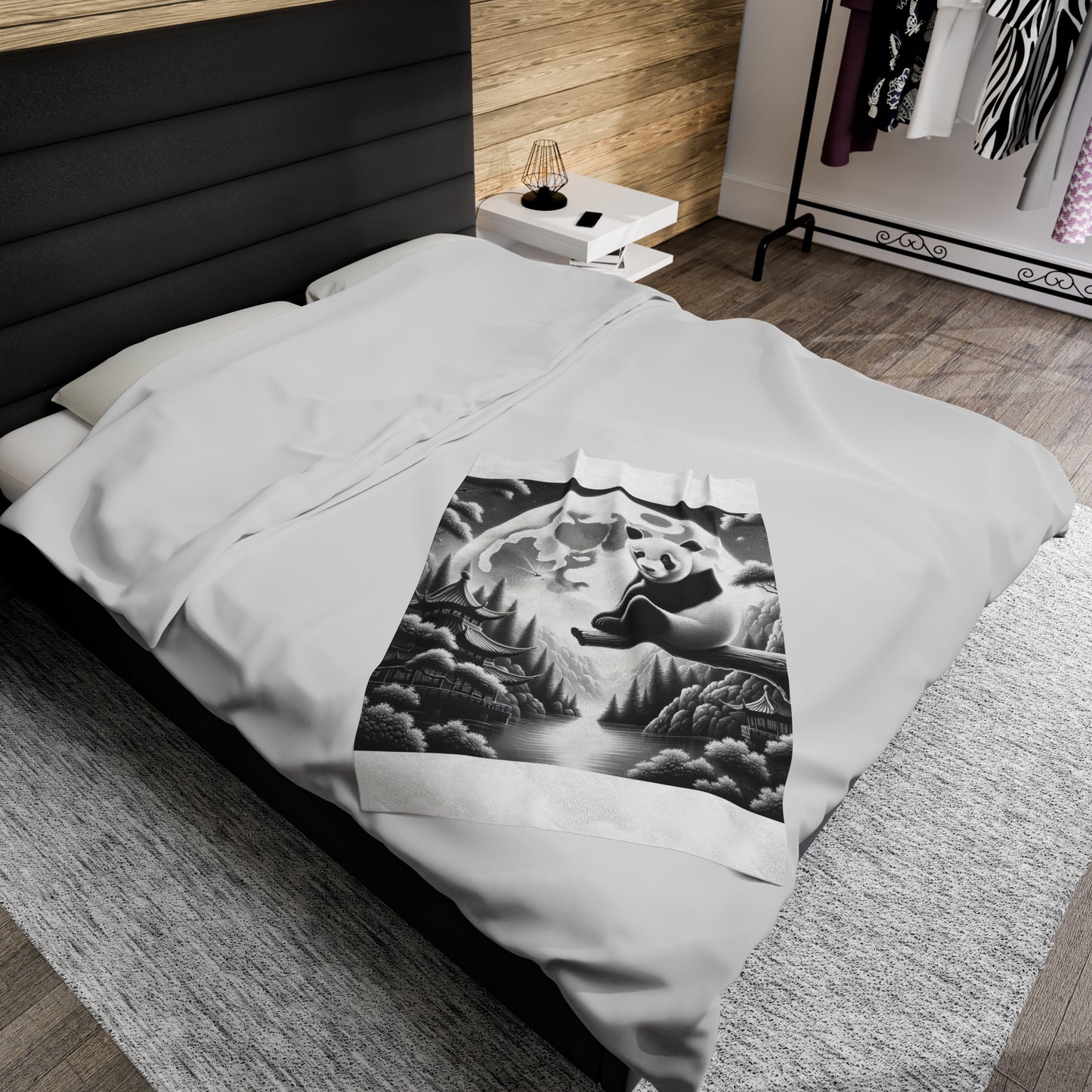 "Moonlit Majesty: Panda's Serenity" -Blanket