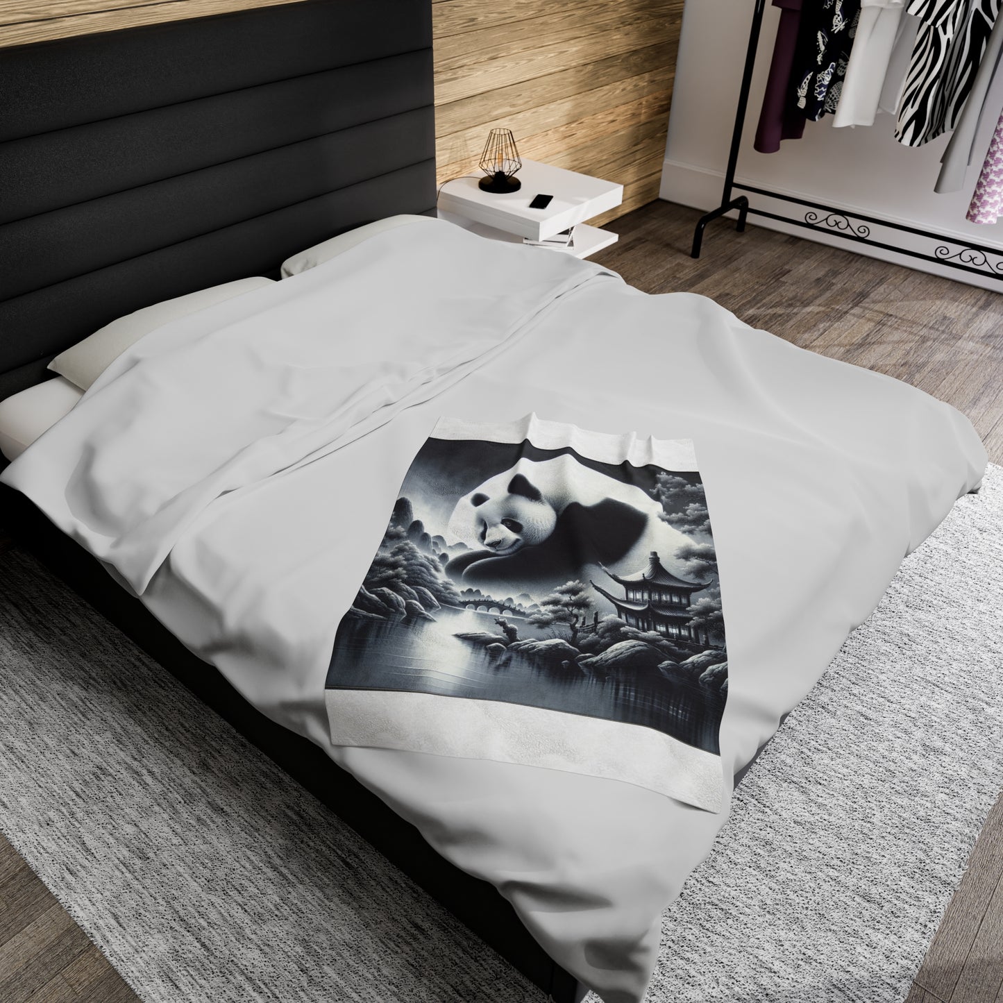 "Serene Moonlit Masterpiece: China's Panda" -Blanket
