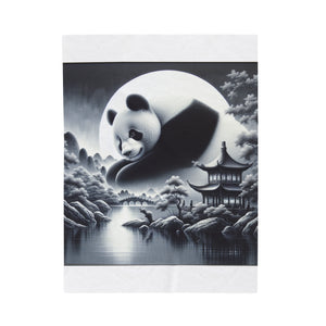 "Serene Moonlit Masterpiece: China's Panda" -Blanket