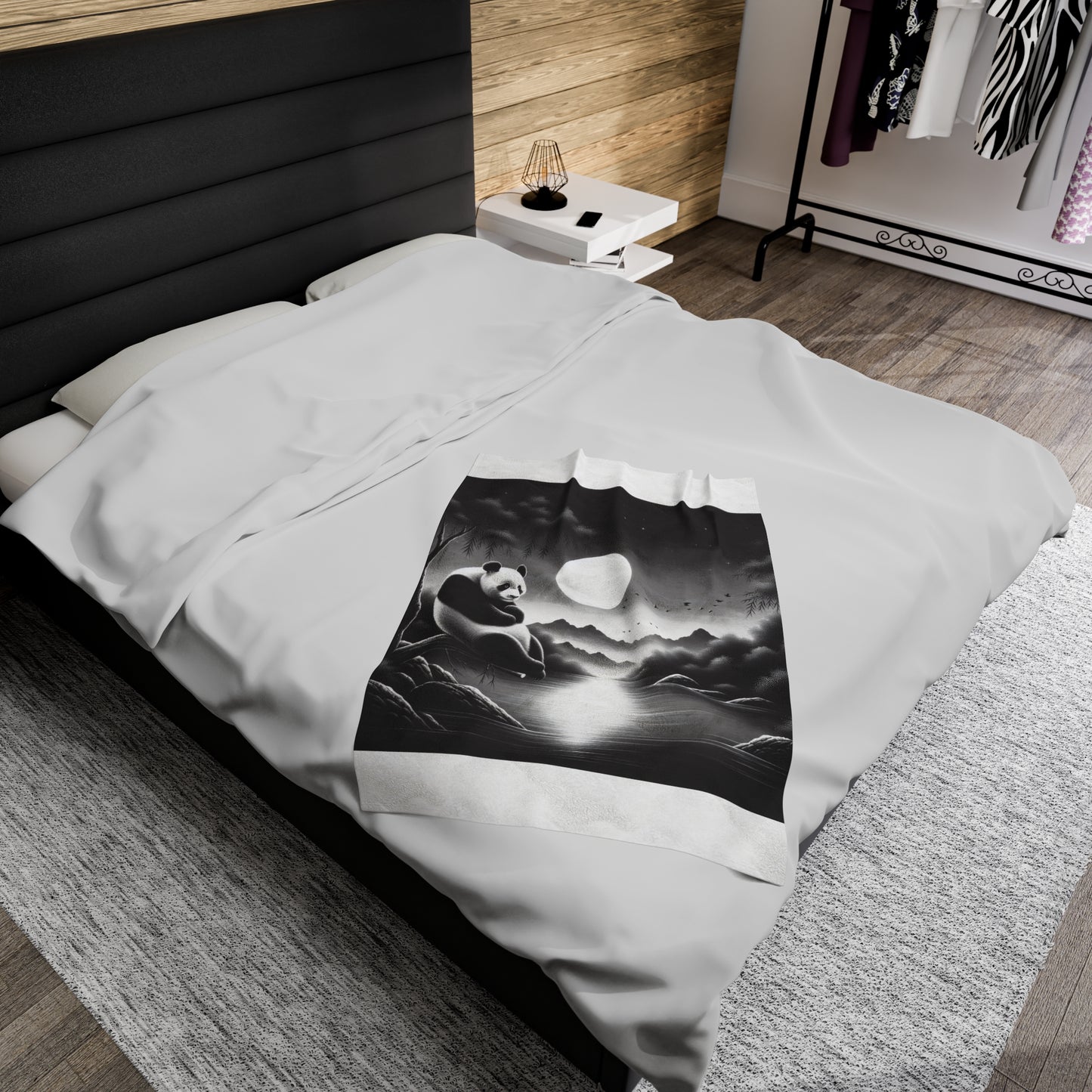 "Panda Moonscape" -Blanket