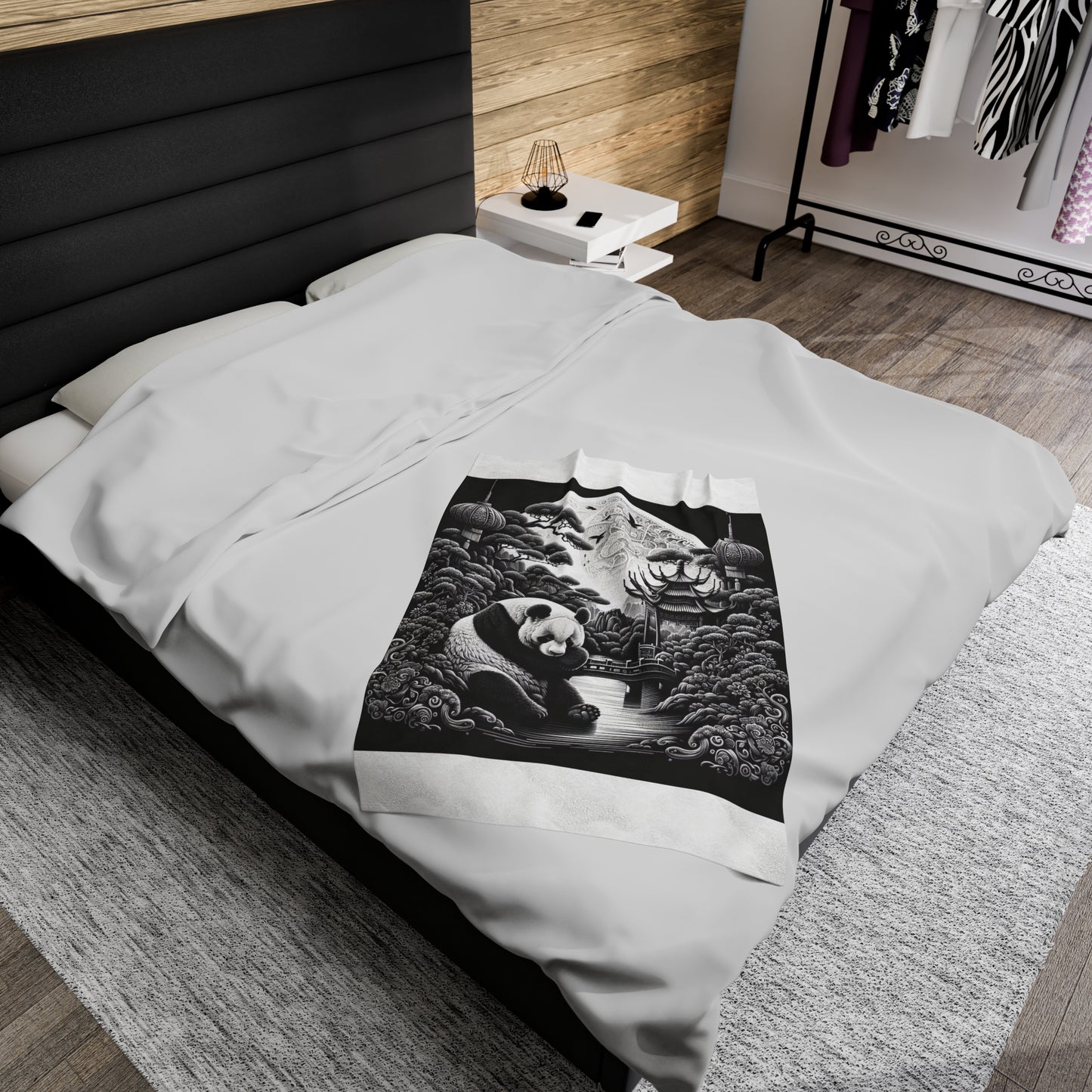 "Moonlit Majesty: Panda's Grace" -Blanket