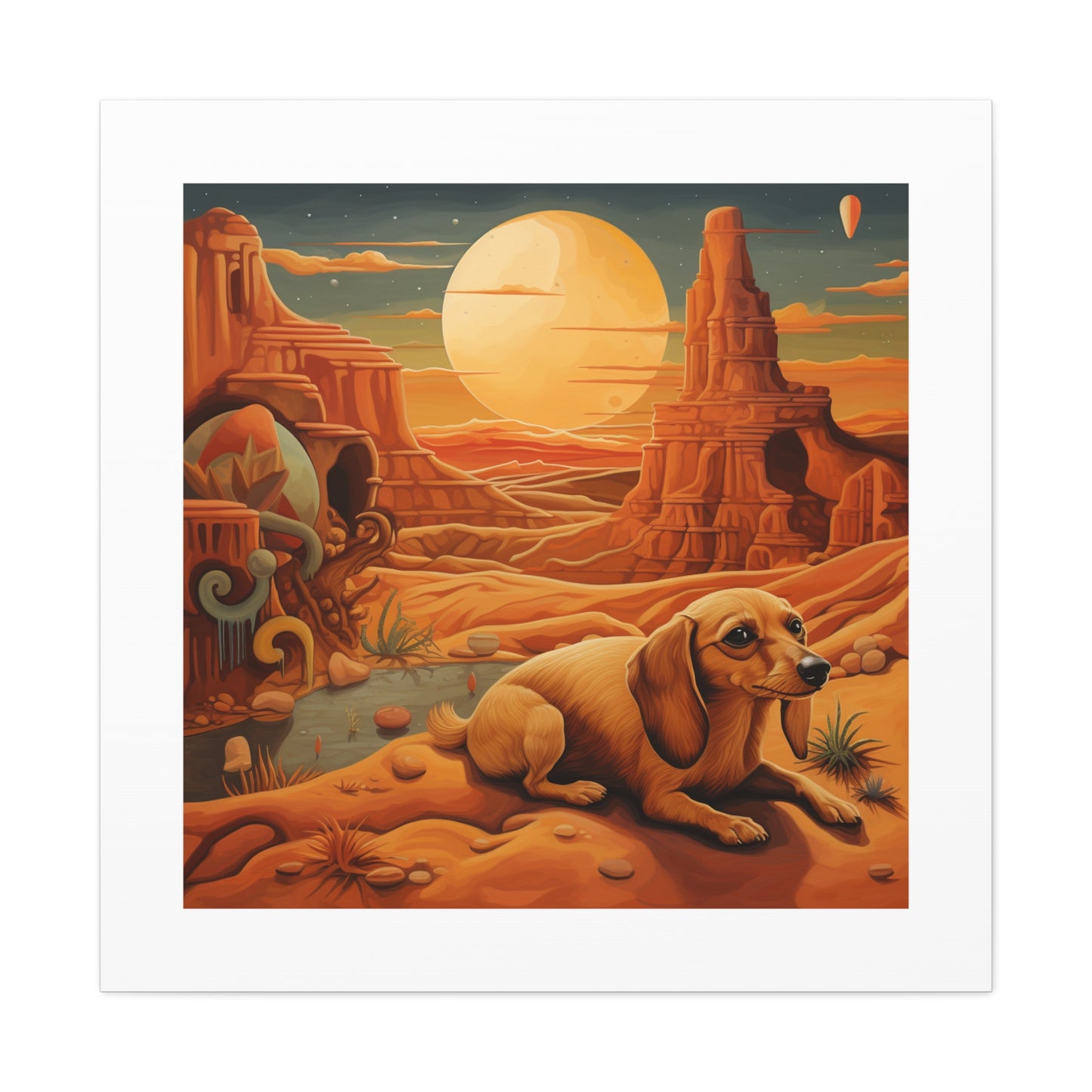 "Dreamy Desert Dachshund"
