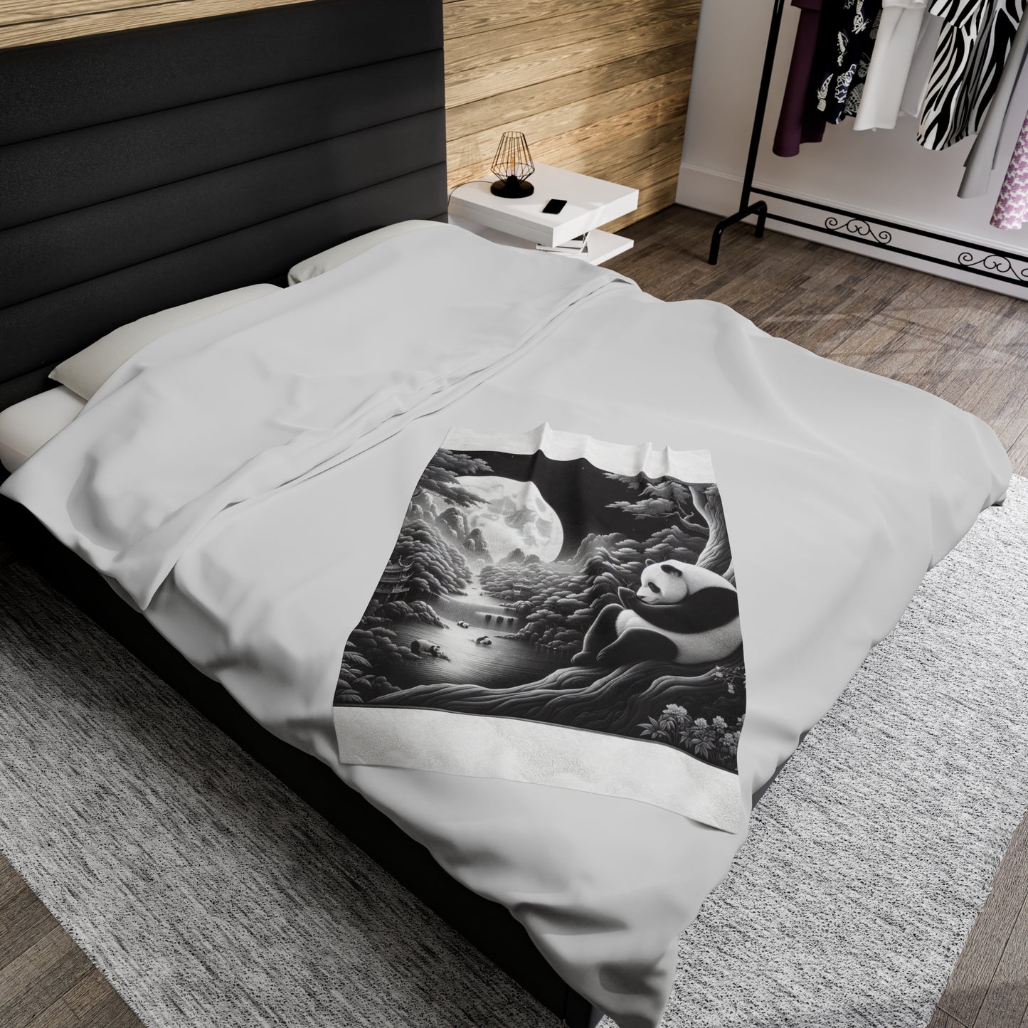 "Moonlit Panda Serenity" -Blanket
