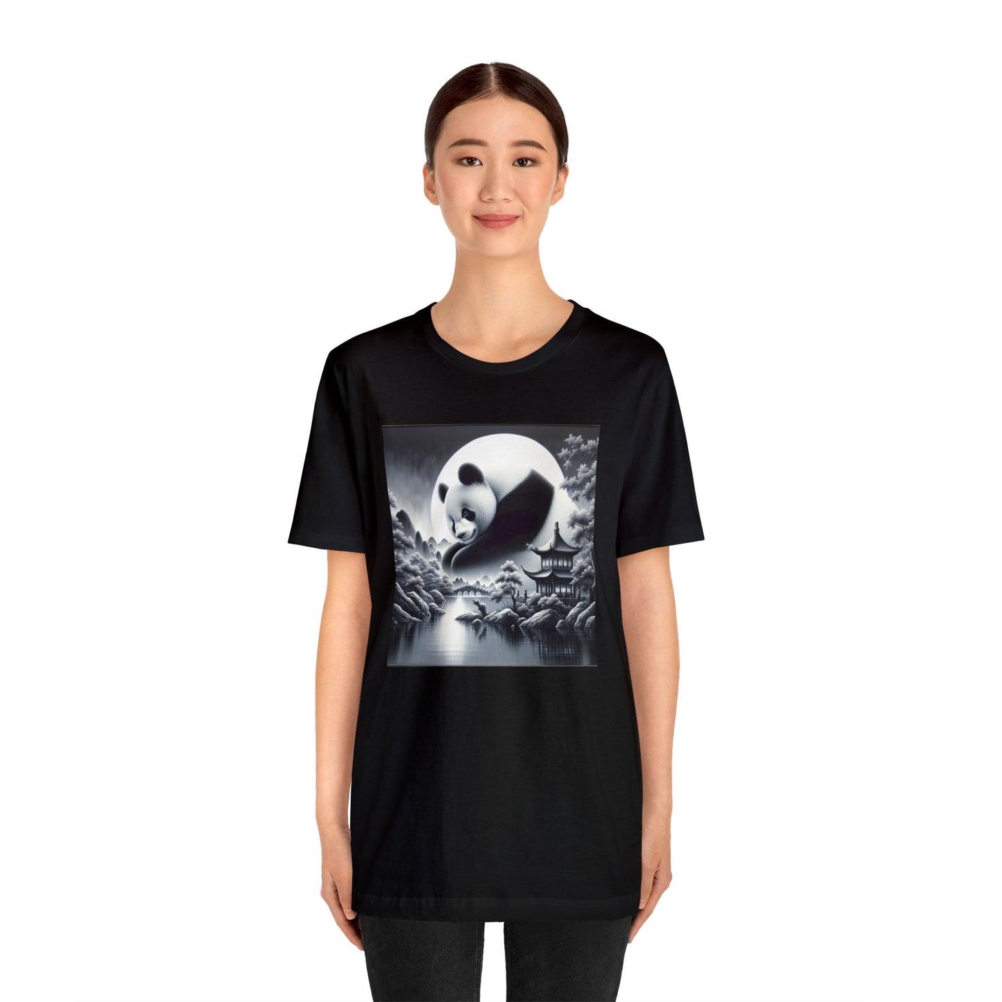 "Serene Moonlit Masterpiece: China's Panda"-  Tshirt