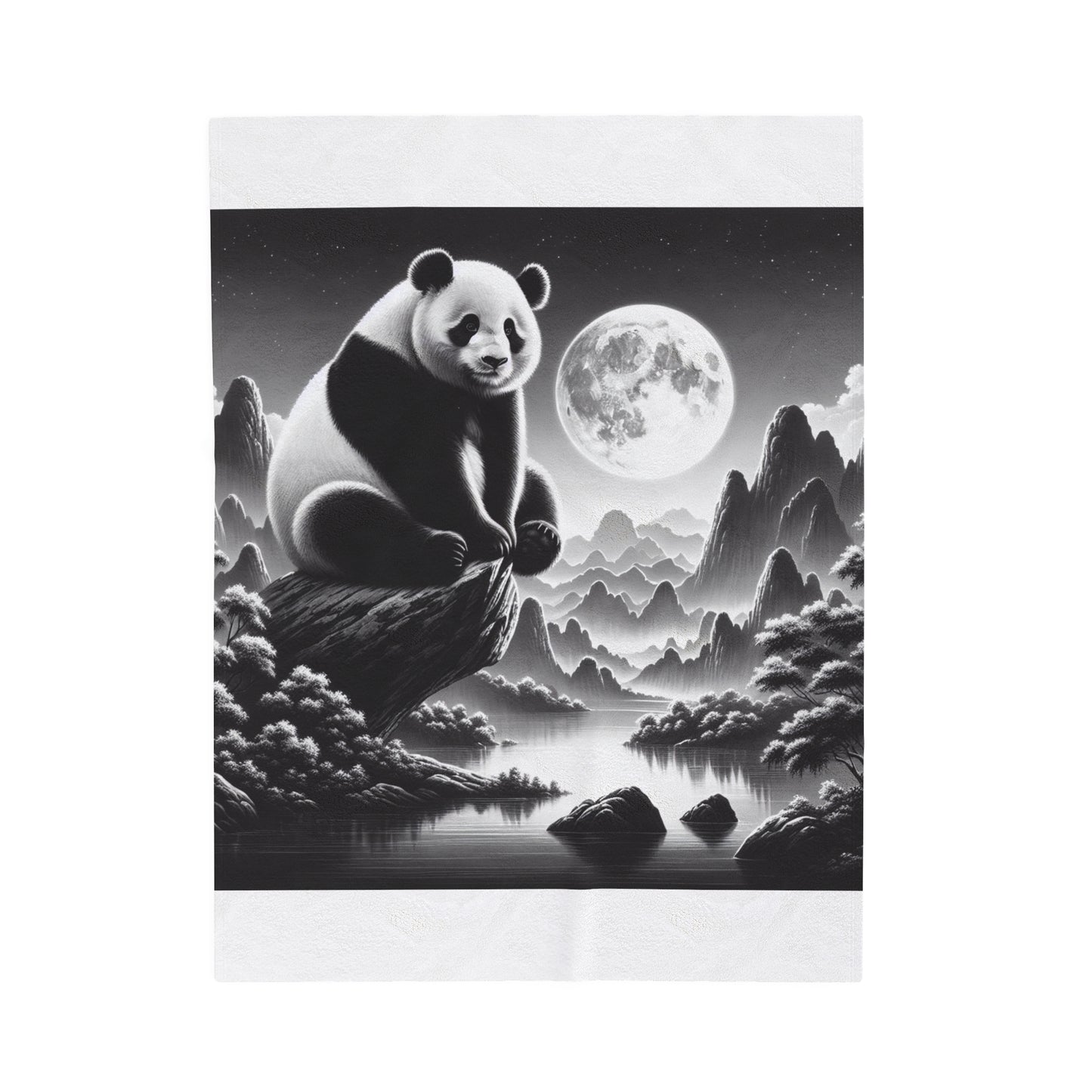 "Moonlit Majesty: Panda's Grace" -Blanket