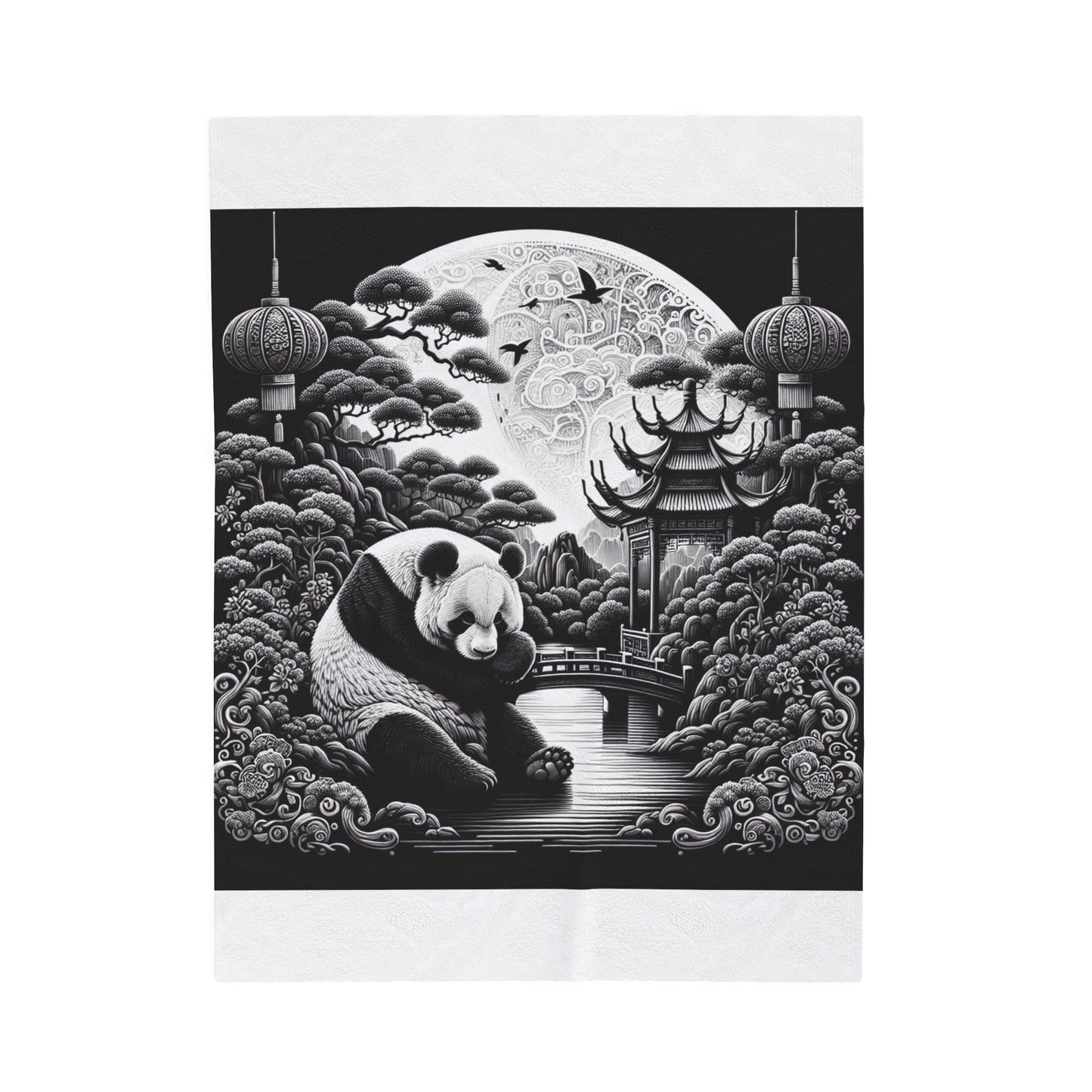 "Moonlit Majesty: Panda's Grace" -Blanket