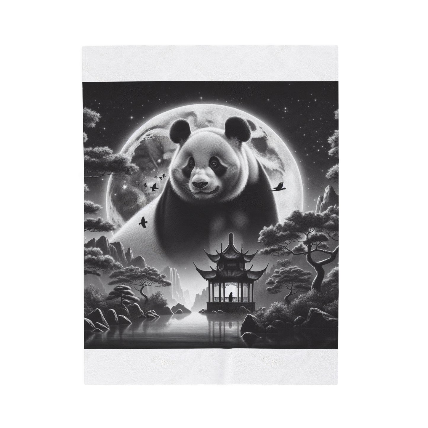 "Moonlit Panda's Grace" -Blanket