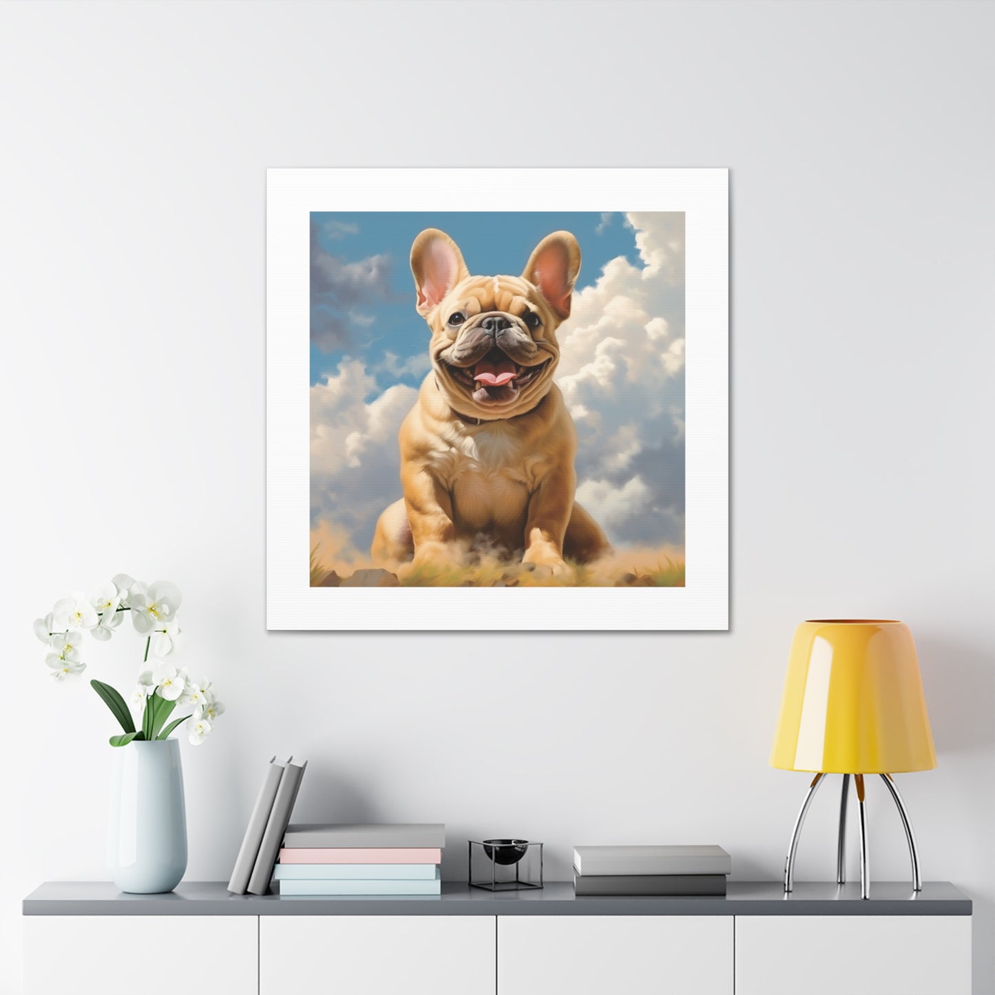 "Joyful Frenchie Clouds."