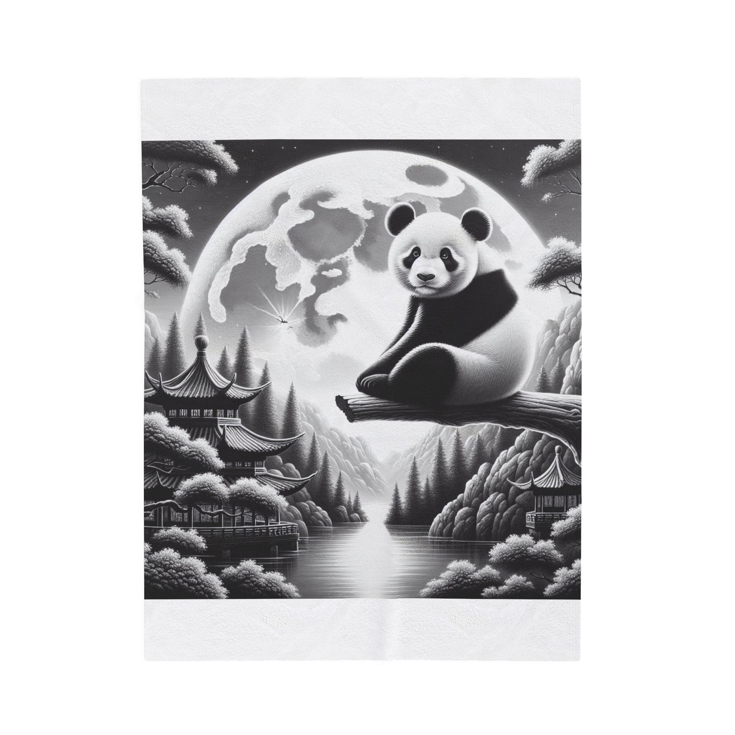 "Moonlit Majesty: Panda's Serenity" -Blanket