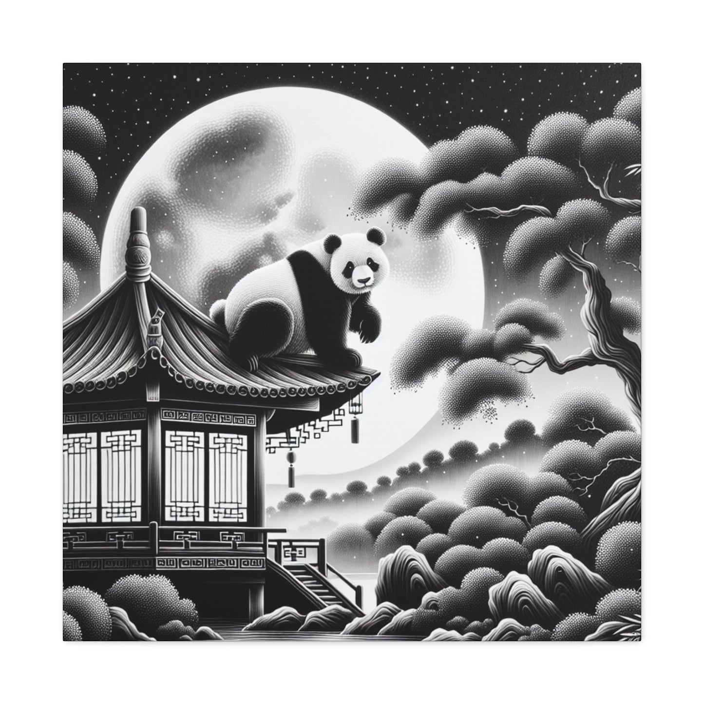 "Panda Moonlight"- Canvas