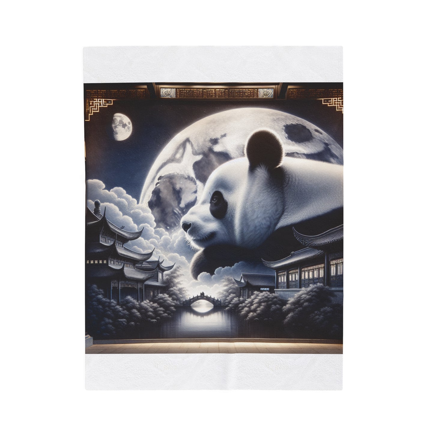 Panda's Lunar Elegance -Blanket