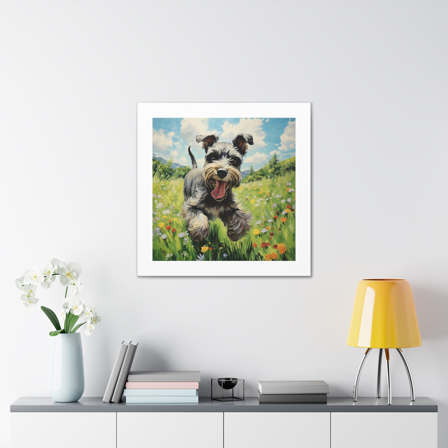 Playful Schnauzer Pastel View