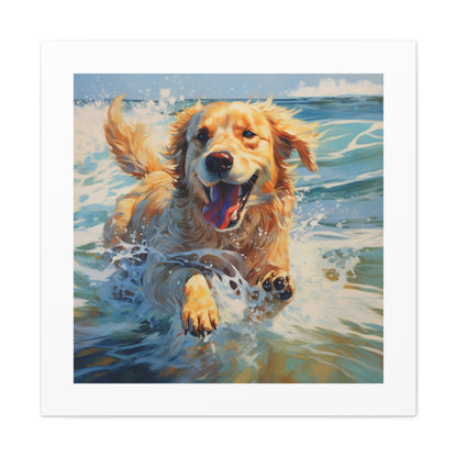 "Joyful Golden Retriever Splash"