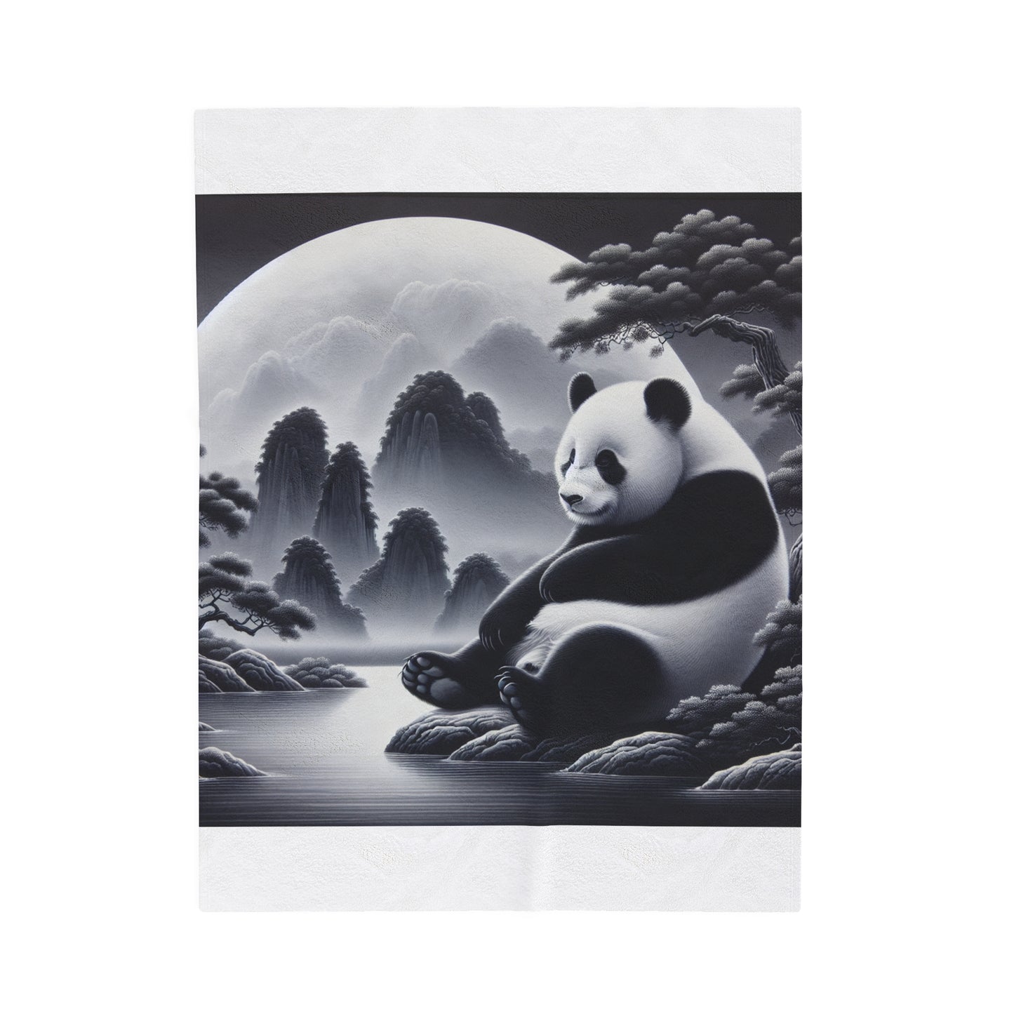 "Moonlit Majesty: Panda's Serenity" -Blanket