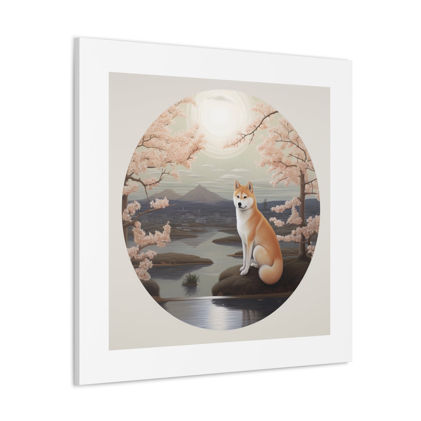 "Shiba in White Garden Canvas"