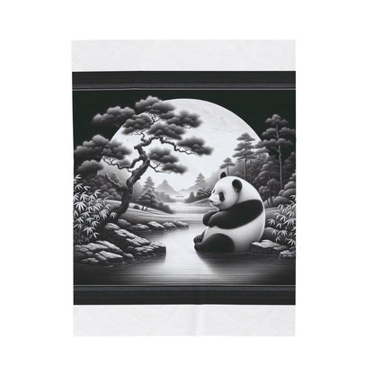 "Majestic Moonlight: Panda's Serenity" -Blanket