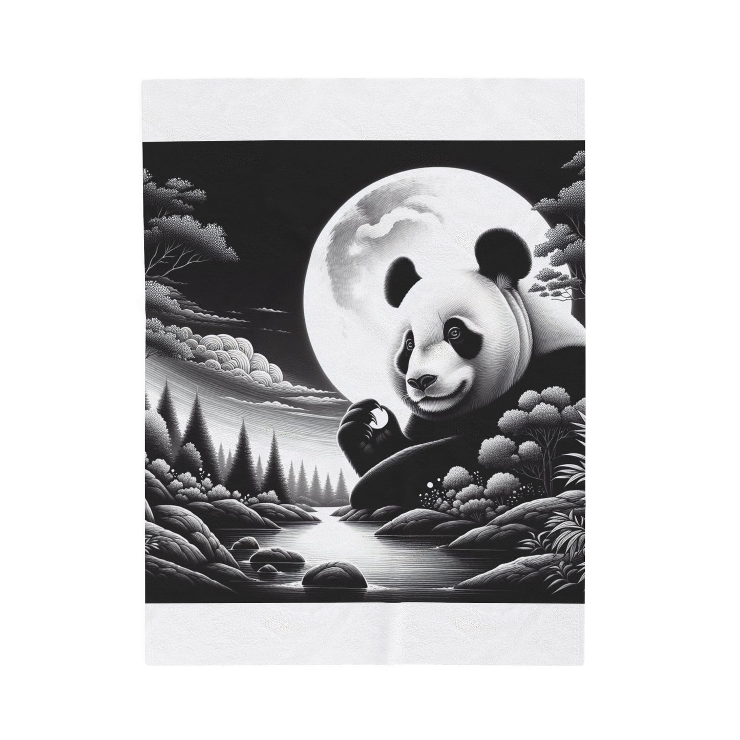 "Panda's Lunar Harmony" -Blanket