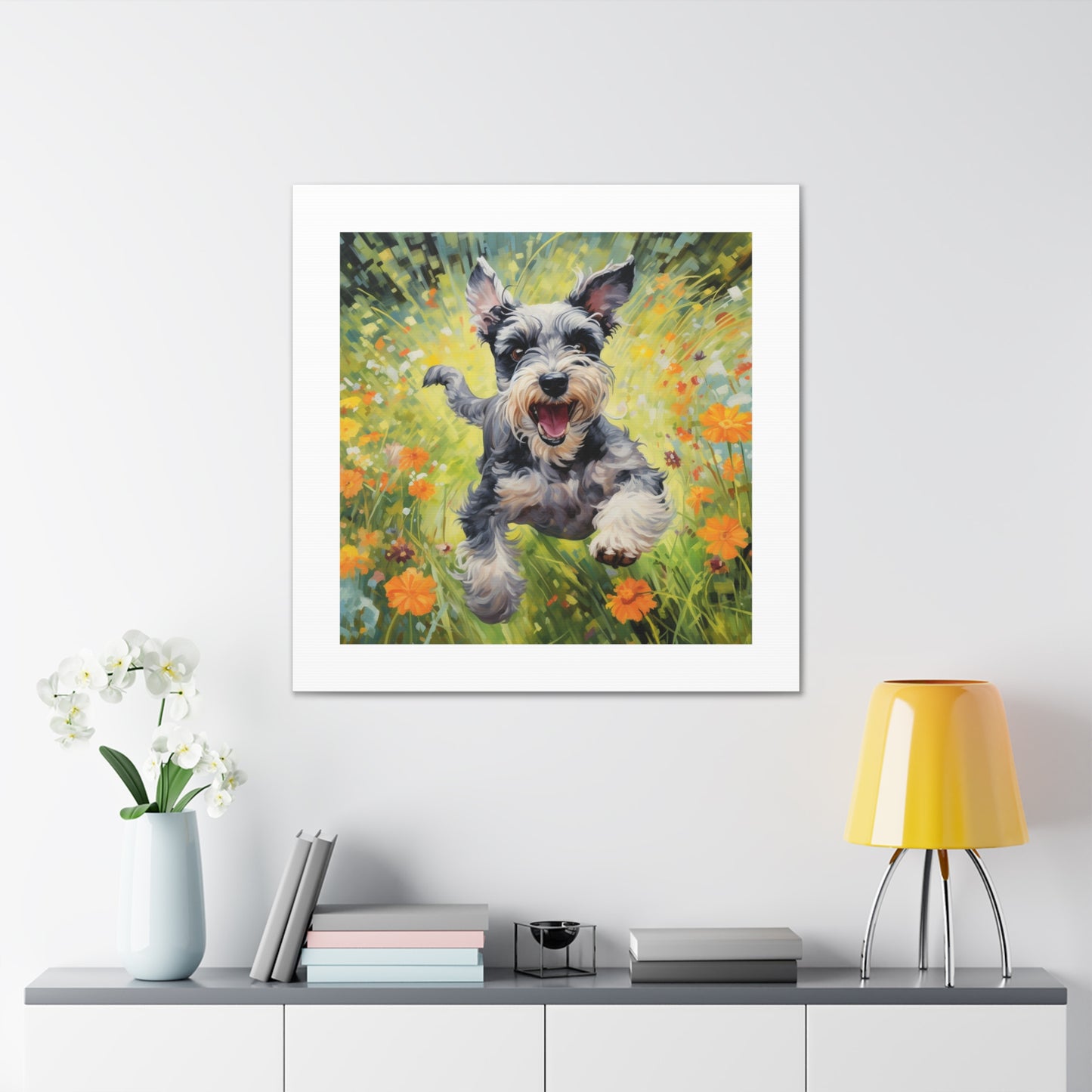 "Cheerful Schnauzer in Spring"