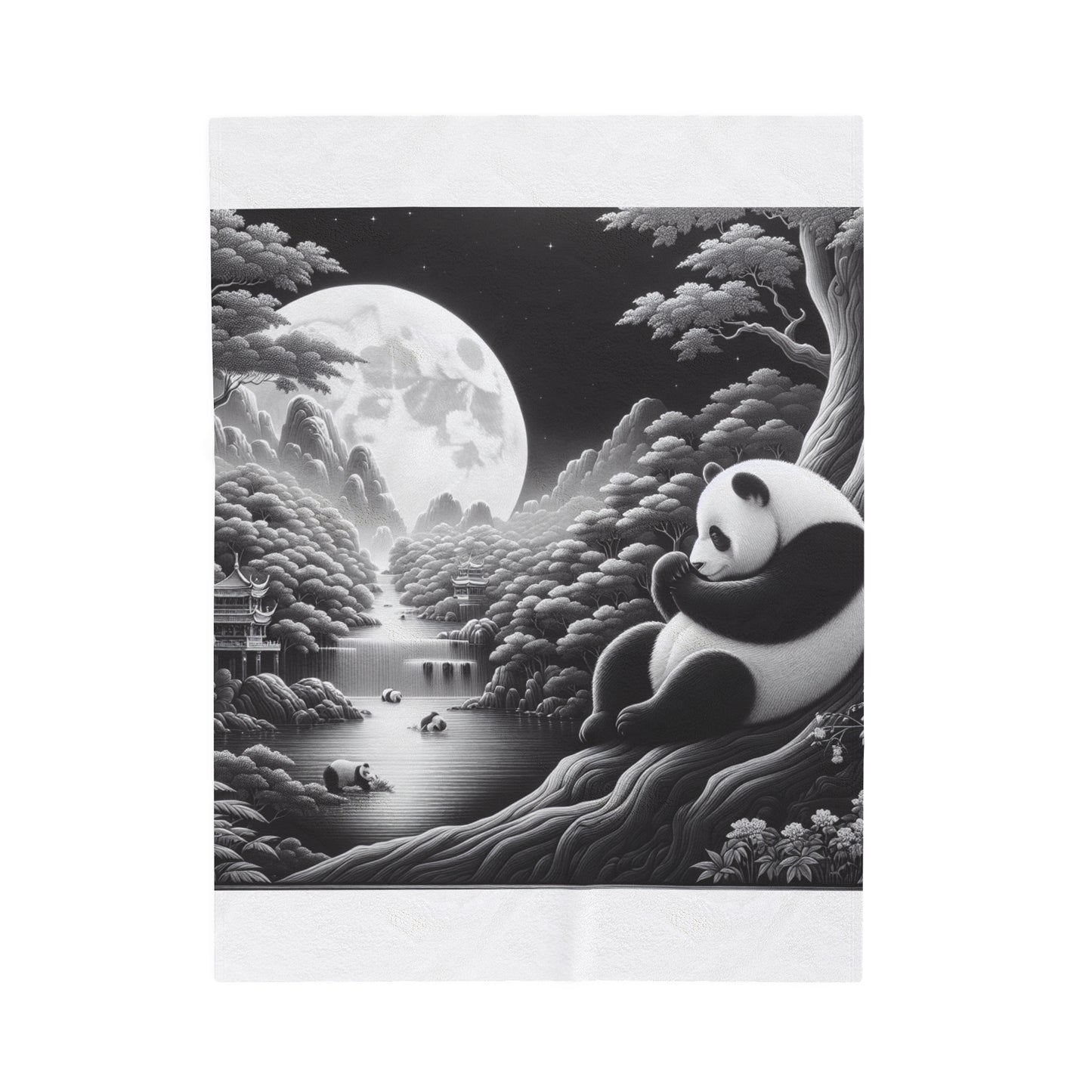 "Moonlit Panda Serenity" -Blanket