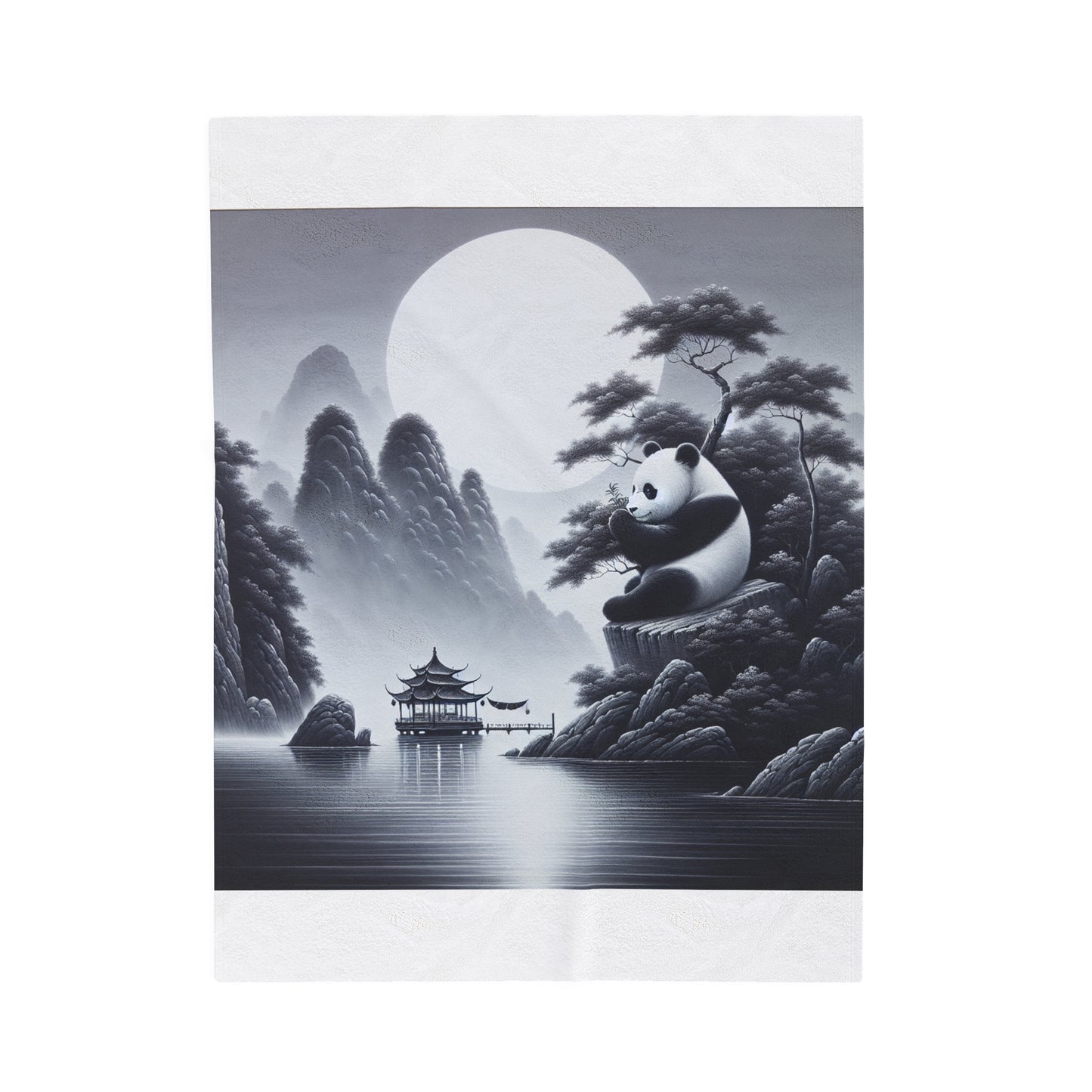 "Majestic Moonlight: Panda's Grace" -Blanket