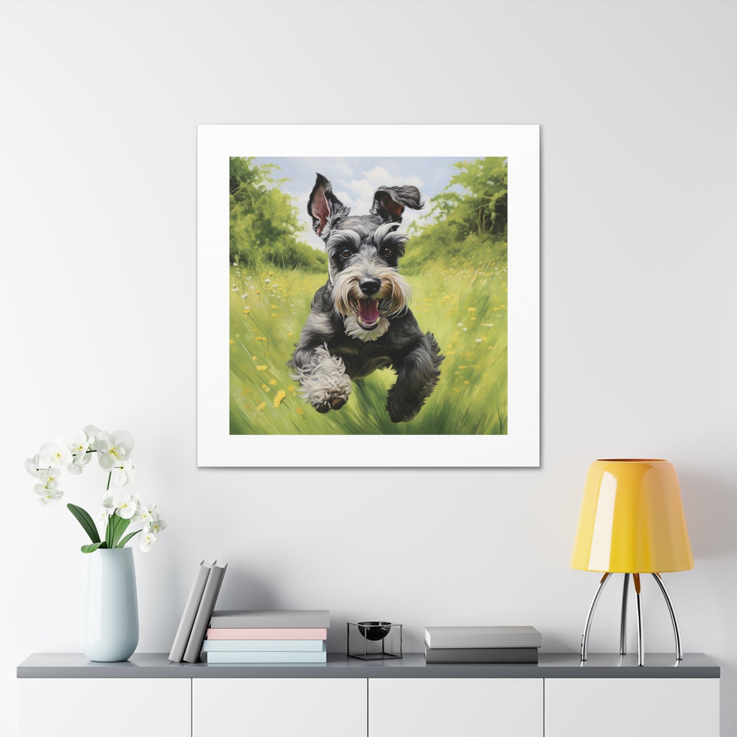 Merry Schnauzer Meadow Canvas