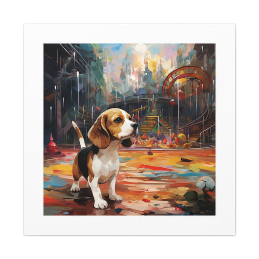 Impressionistic Beagle Zoo Play