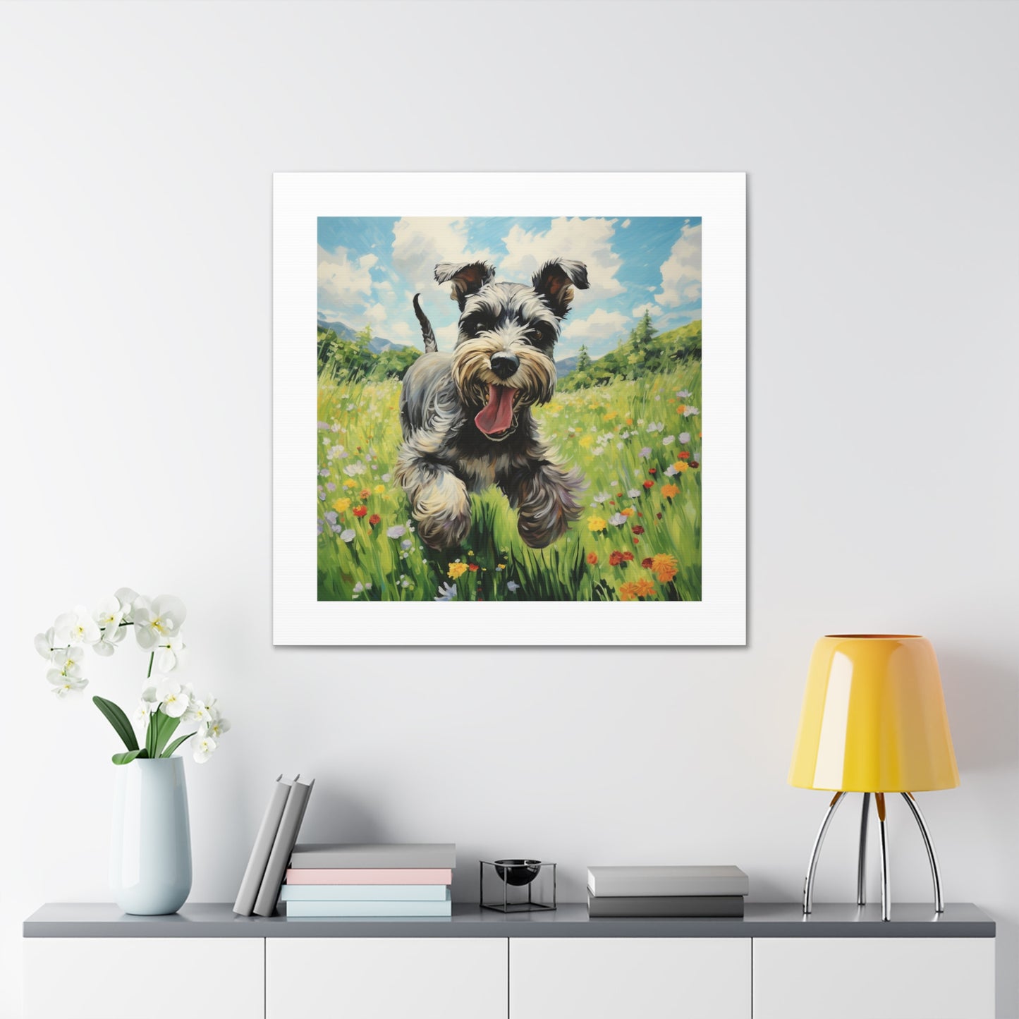 Playful Schnauzer Pastel View