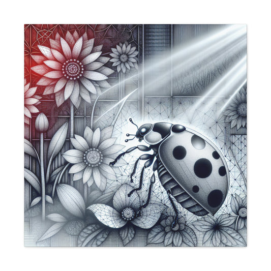 "Geometric Bloom & Ladybug"