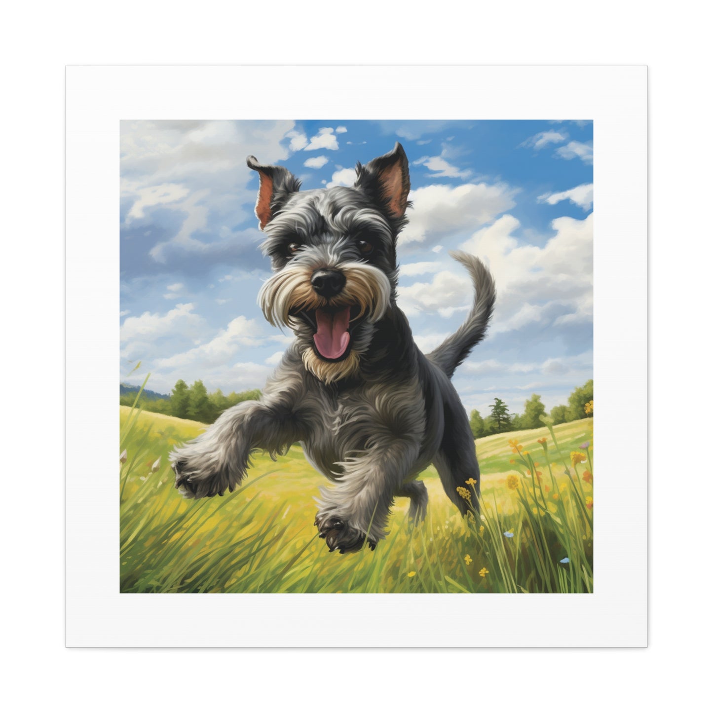 Cheerful Schnauzer Meadow Print