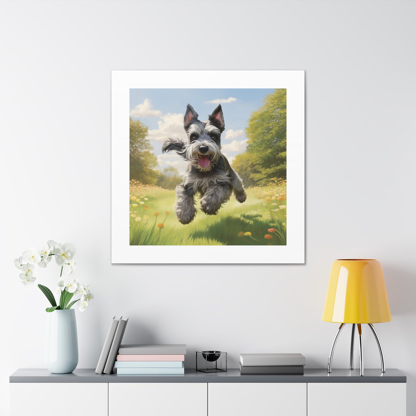 Joyful Schnauzer Canvas Print