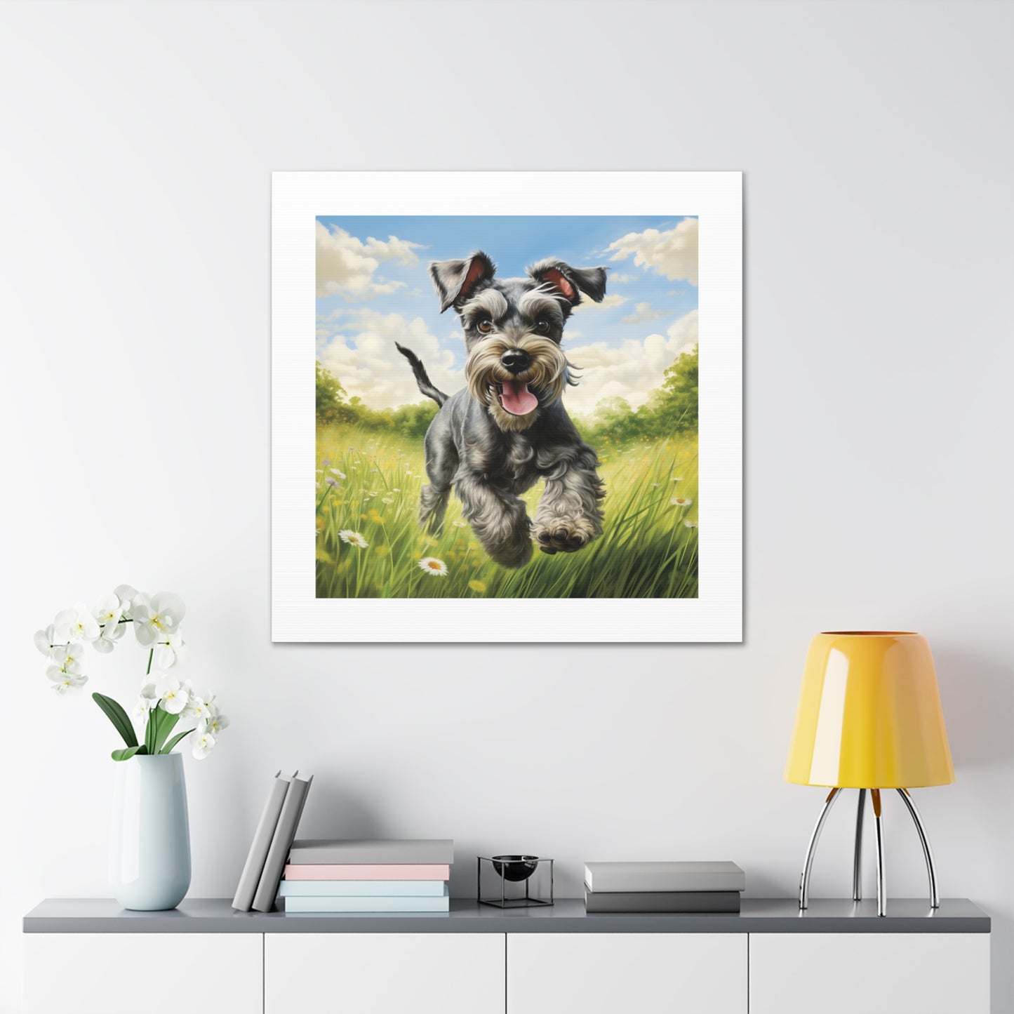 "Joyful Miniature Schnauzer Pasture"