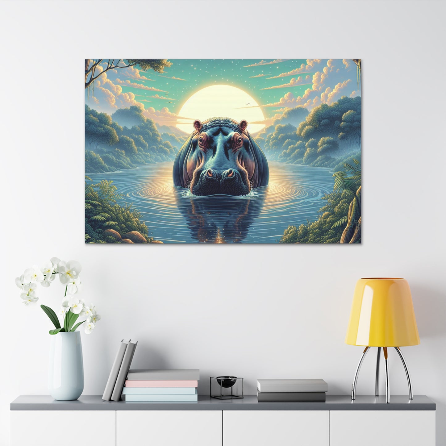 "Enchanted Sunset Hippo"