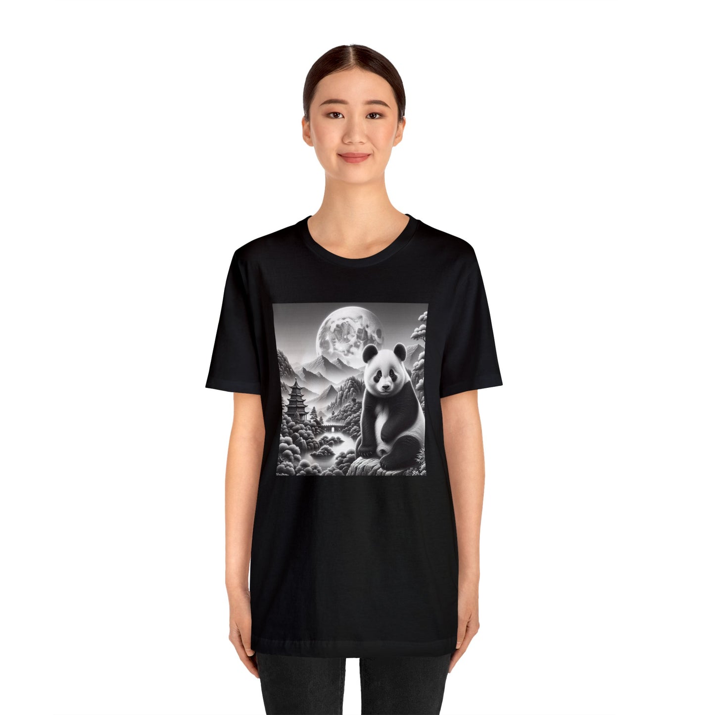 Serene Moonlight: Graceful Panda-  Tshirt